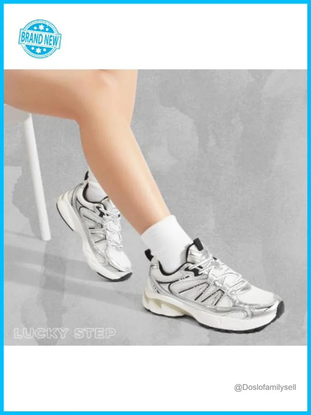 Chunky Fashion Sneakers Running Tennis Shoes with PU Mesh Upper Hybrid Sole
